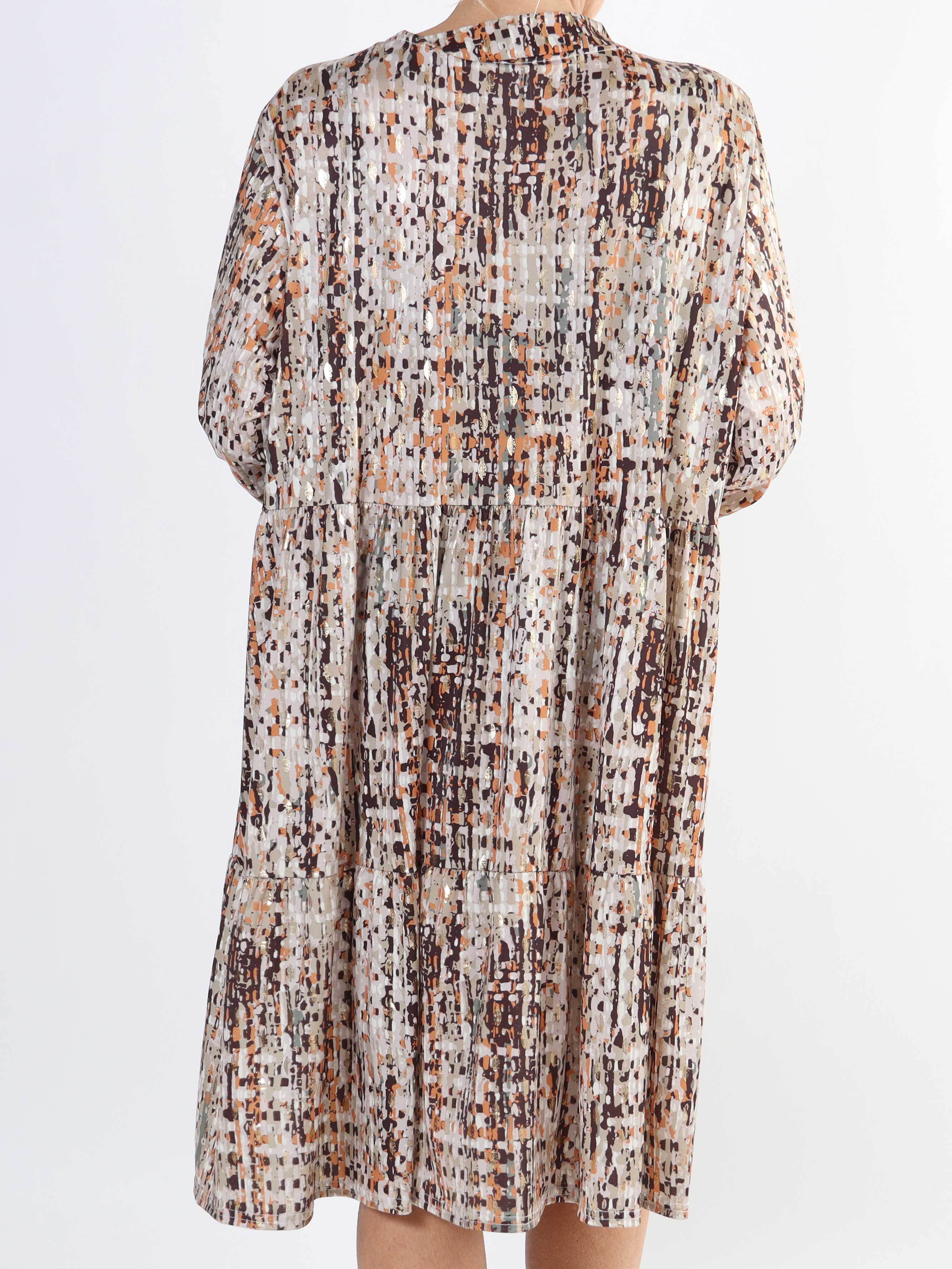 Milano Pattern Midi - Mønstret plus size kjole med lag på lag look